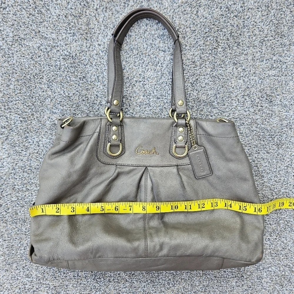 COACH Ashley Carryall Satchel Steel Gold Leather Hobo Shoulder Bag Purse F15513